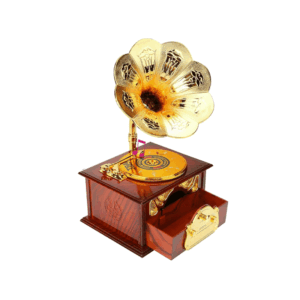 ANTIQUE-GRAMOPHONE-DECOR-RETRO-MUSIC-BOX-BROWN