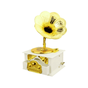 ANTIQUE-GRAMOPHONE-DECOR-RETRO-MUSIC-BOX-WHITE